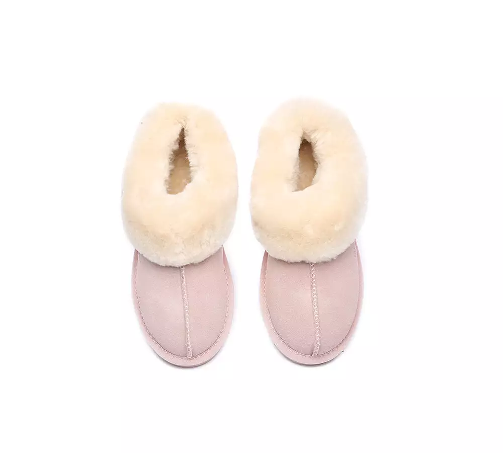 EVERAU UGG Sheepskin Wool Suede Ankle Slippers Homey