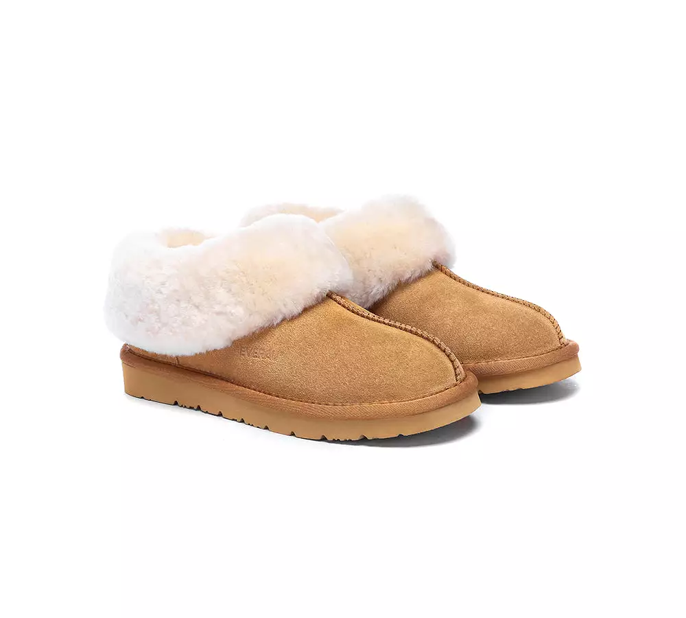 EVERAU UGG Sheepskin Wool Suede Ankle Slippers Homey