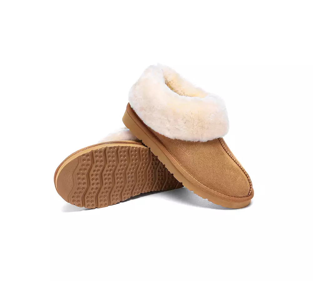 EVERAU UGG Sheepskin Wool Suede Ankle Slippers Homey