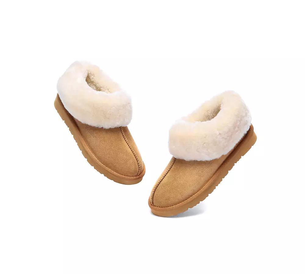 EVERAU UGG Sheepskin Wool Suede Ankle Slippers Homey