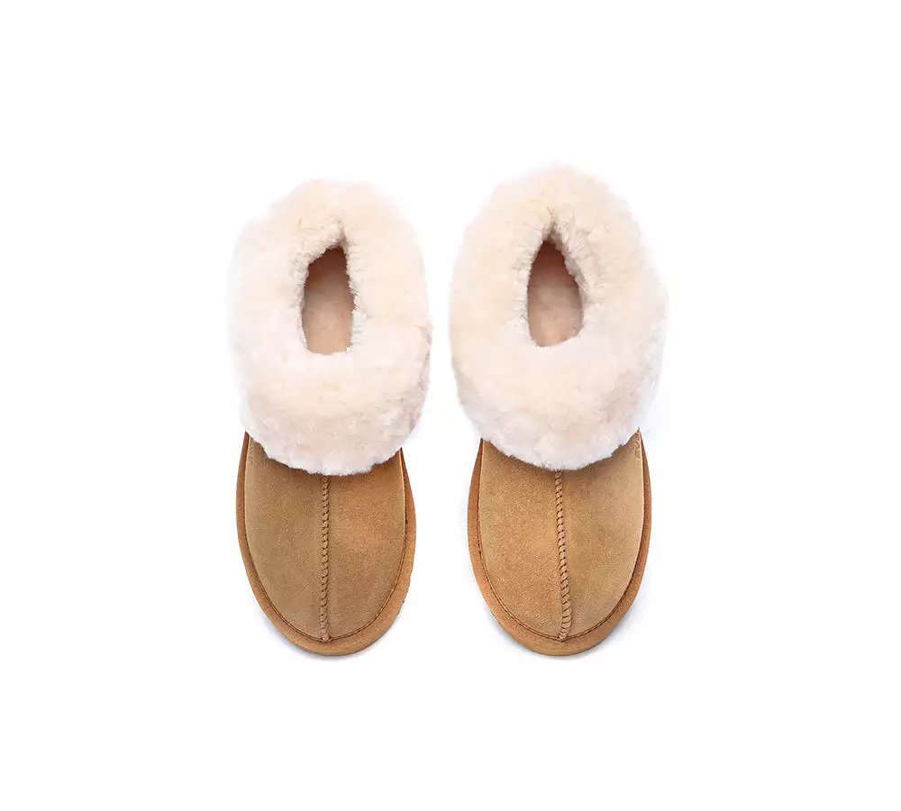 EVERAU UGG Sheepskin Wool Suede Ankle Slippers Homey