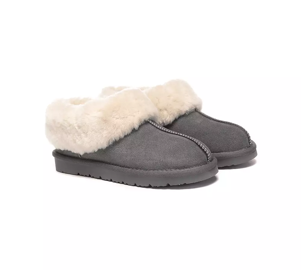 EVERAU UGG Sheepskin Wool Suede Ankle Slippers Homey