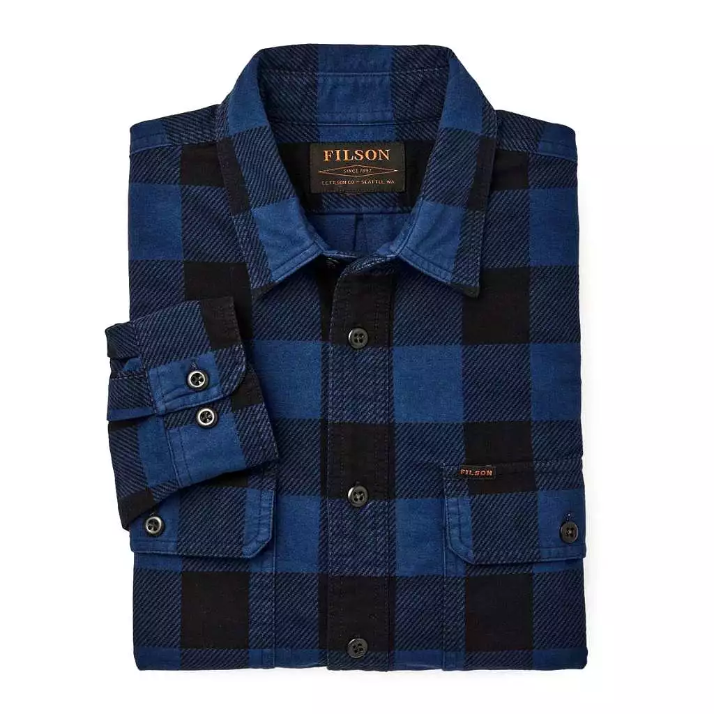 Filson Field Flannel Shirt | Cobalt Blue Black