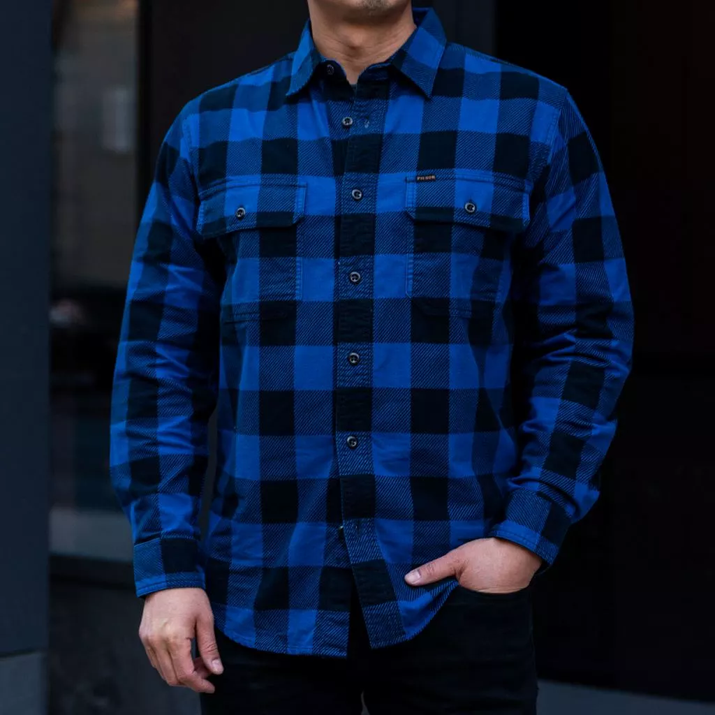 Filson Field Flannel Shirt | Cobalt Blue Black