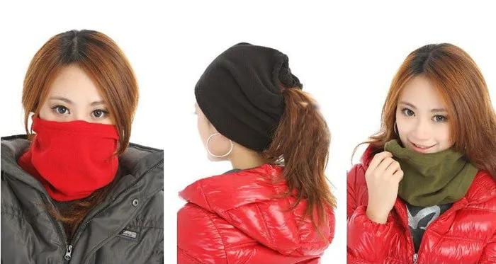 Fleece Scarf Neck Warmer Face Mask Hat Skiing Cycling Hiking Scarves & Wraps for Women Men Gifts