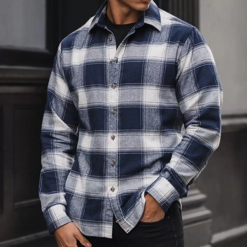 Forever Flannel Shirt | Navy & Cream