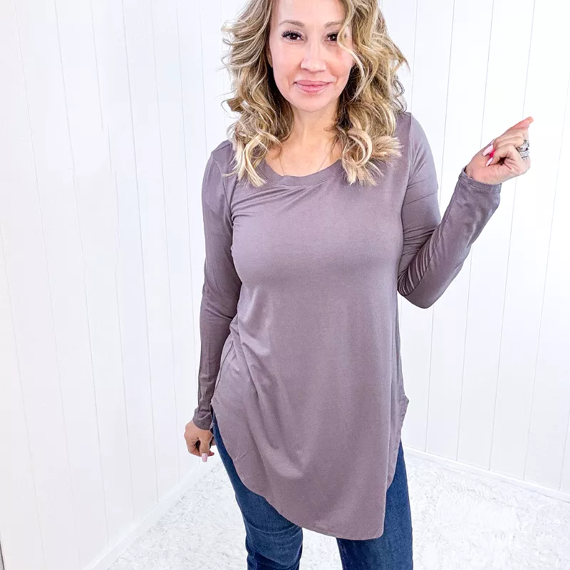 Grey Modal Jersey Knit Sleeve Top