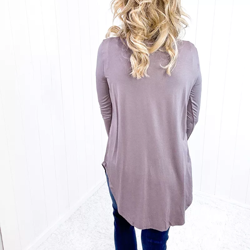 Grey Modal Jersey Knit Sleeve Top