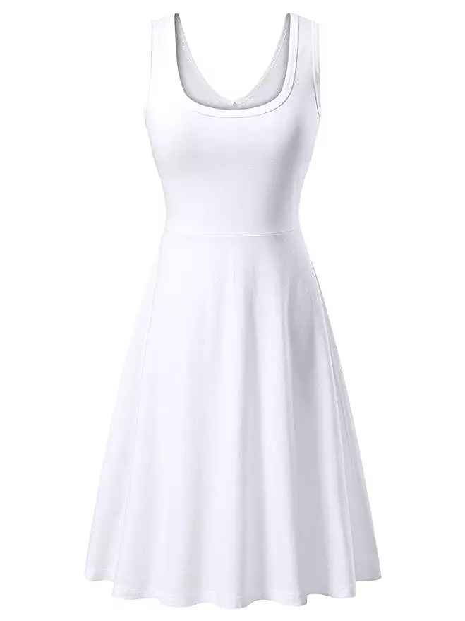 Haute Edition Women's Sleeveless Scoop Neck A-Line Skater Jersey Dress with Plus