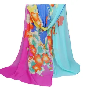 Hot Selling  Floral Print Scarf Ladies Chiffon 4 Colors Women Scarf Wraps Shawls Fulares Mujer charpes Foulards Femme YLYL SM6