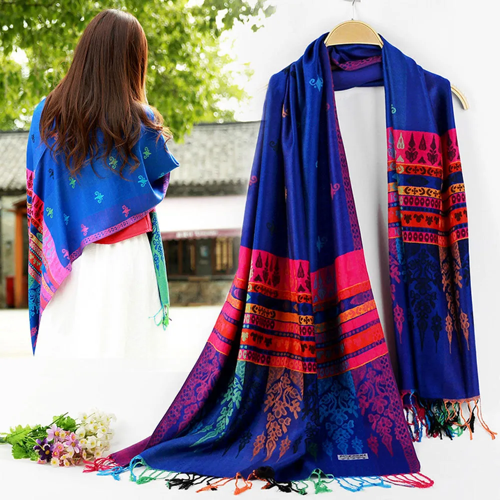 Lady Women Double Sided Little Bee National Wind Scarf Wrap Shawl