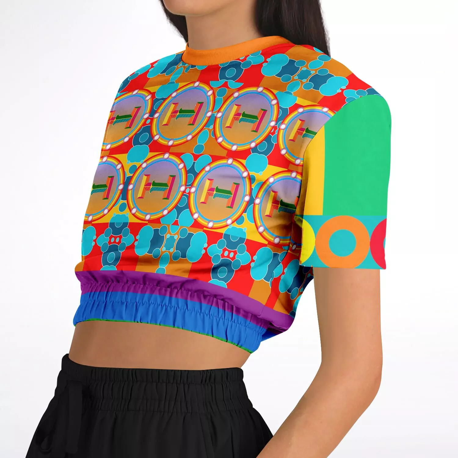 Life on Mars Short Sleeve Cropped Eco-Poly Sweater