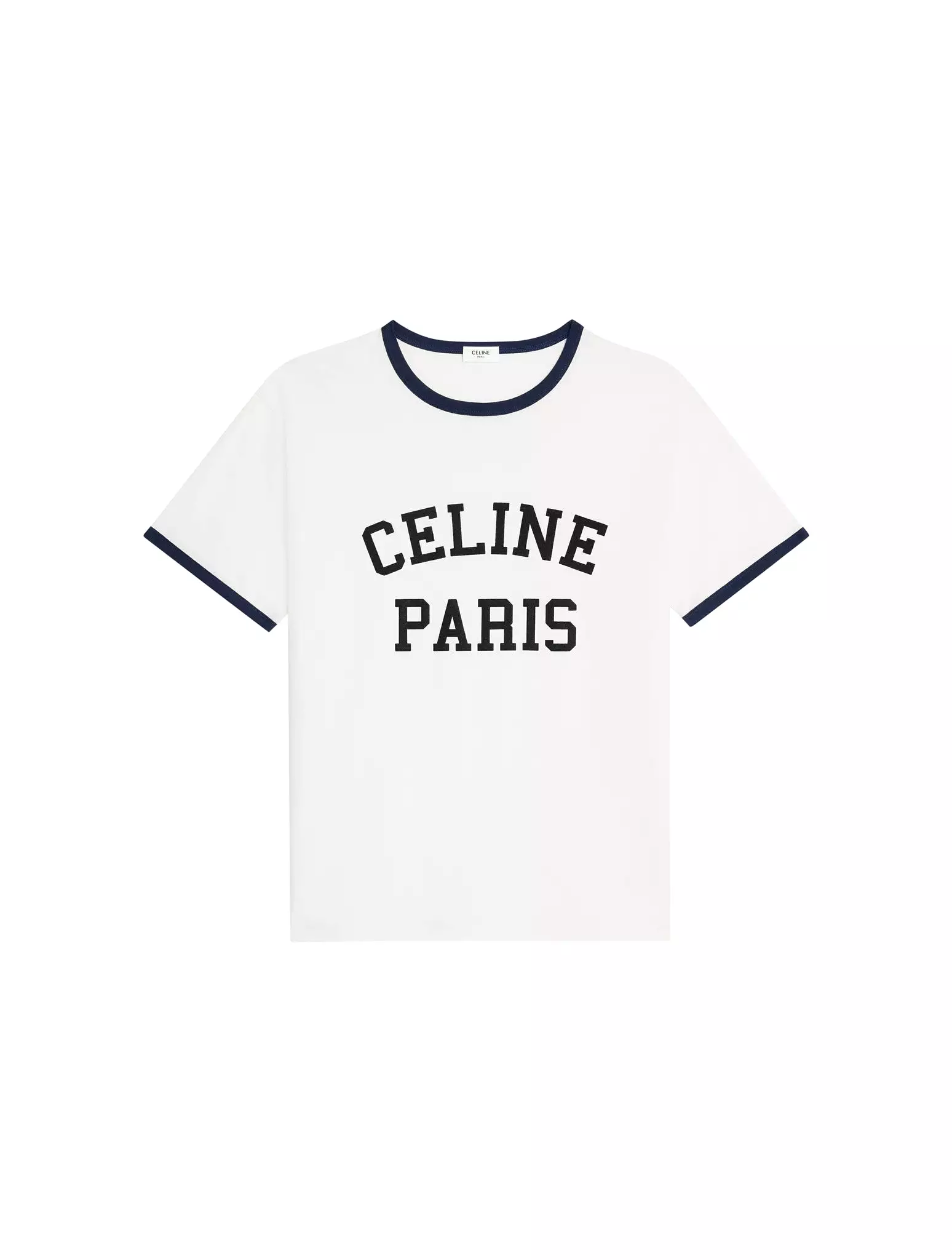 LOOSE CELINE PARIS T-SHIRT IN COTTON JERSEY OFF-WHITE / NAVY BLUE / BLACK