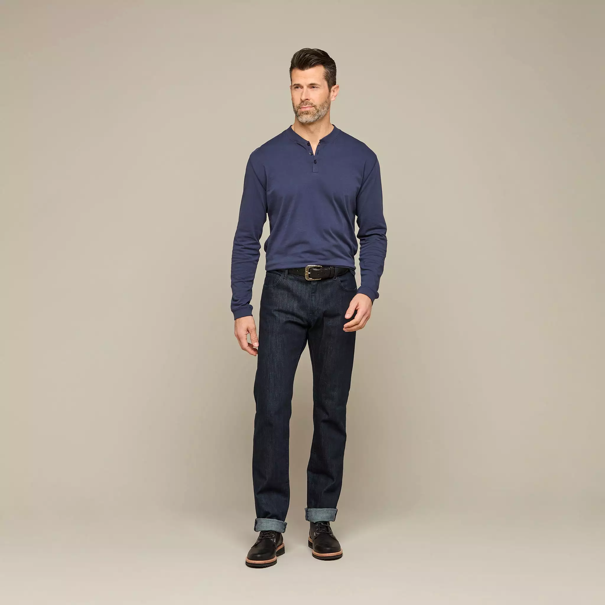 Lucchese Pima Cotton Henley :: Navy