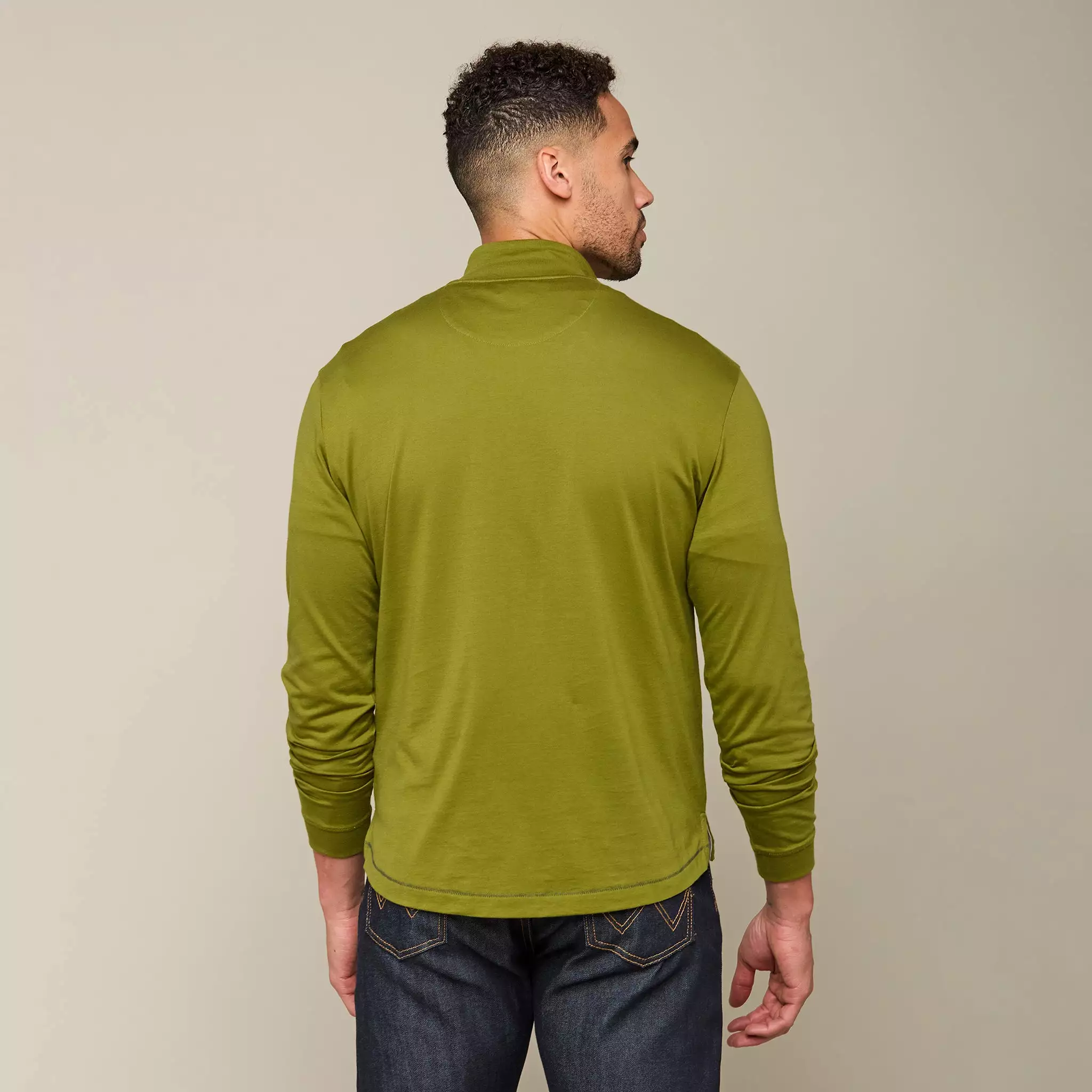 Lucchese Pima Cotton Quarter Zip :: Olive