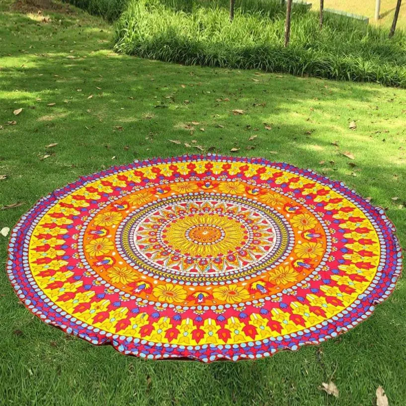 Mandala Beach Chiffon Scarf Printing Flower Beachwear Picnic Round Beach Towel Sjaal#B720 SM6