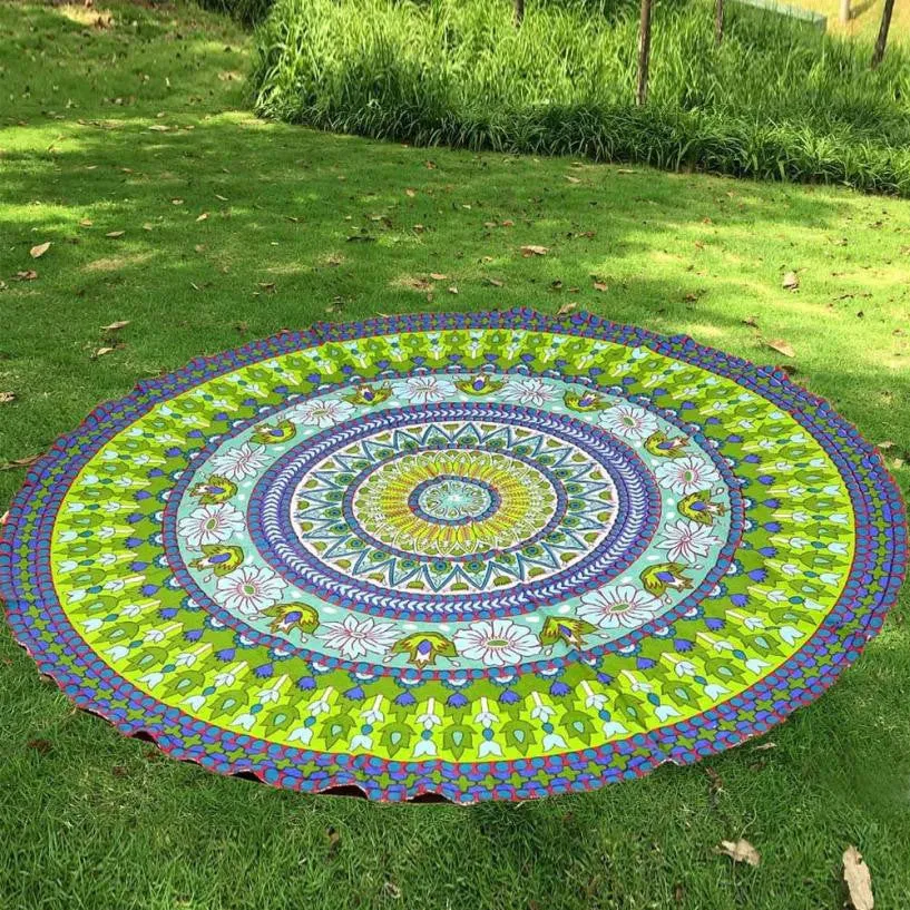 Mandala Beach Chiffon Scarf Printing Flower Beachwear Picnic Round Beach Towel Sjaal#B720 SM6