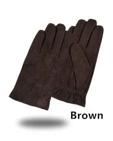 Men's Black Warm Touch Screen Goatskin Winter Genuine Leather Gloves