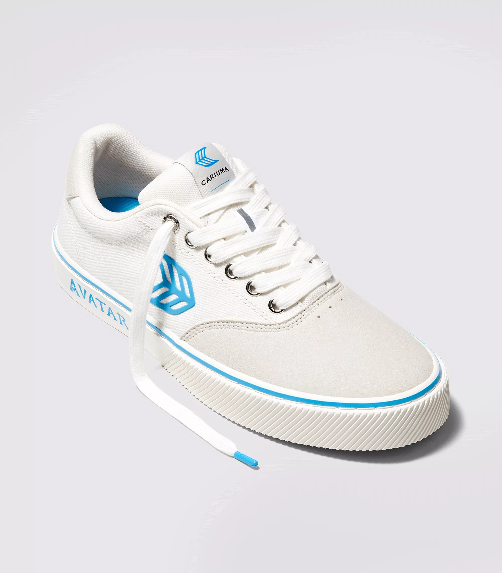 NAIOCA PRO AVATAR Vintage White Suede Off-White Canvas Blue Logo Sneaker Men