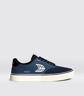 NAIOCA PRO Navy Suede Shadow Blue Canvas Ivory Logo Sneaker Men