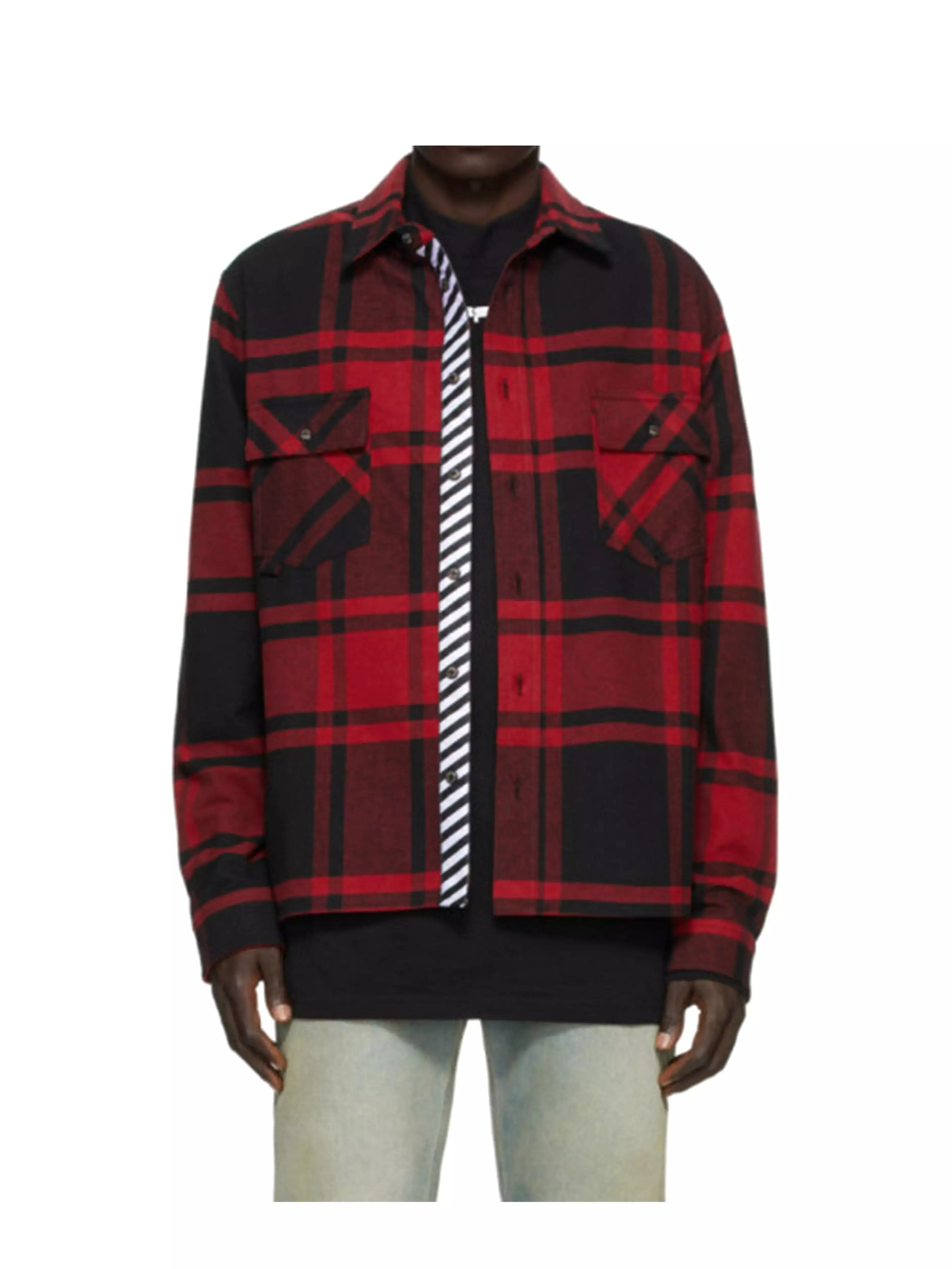 Off-White Stencil Flannel Shirt Red