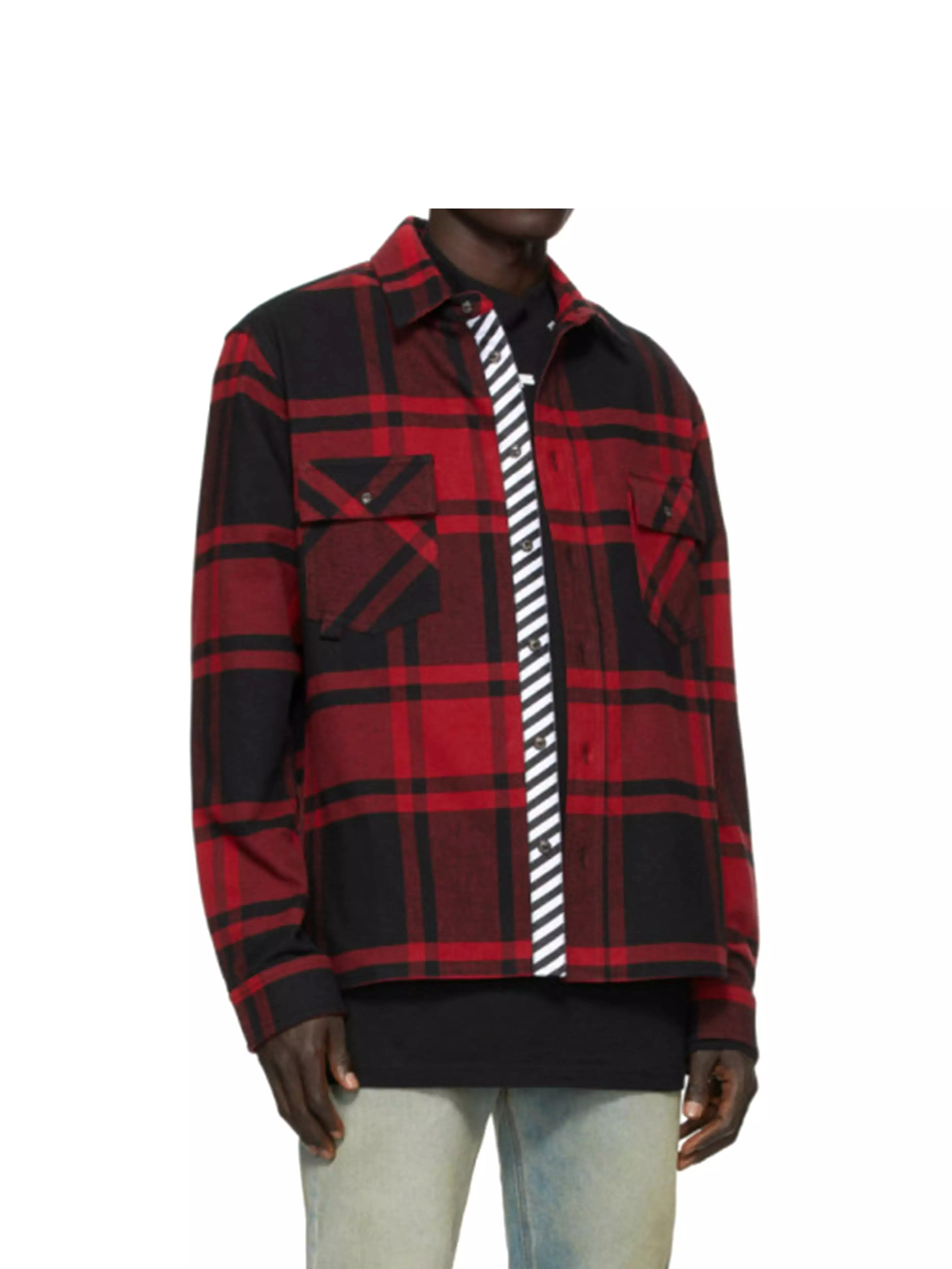 Off-White Stencil Flannel Shirt Red