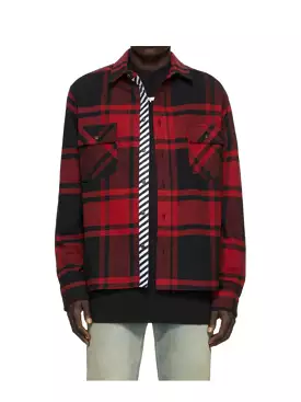 Off-White Stencil Flannel Shirt Red