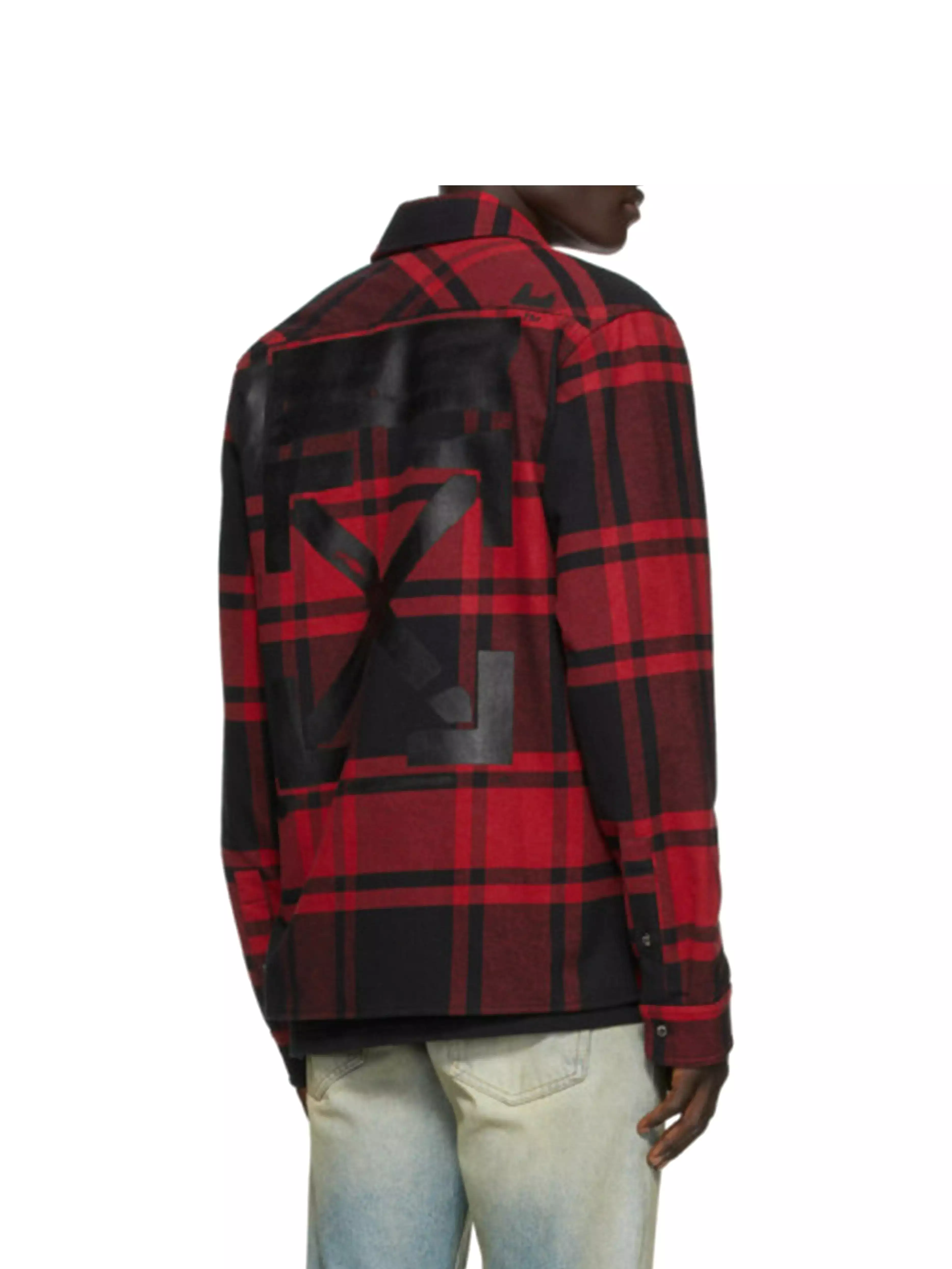 Off-White Stencil Flannel Shirt Red