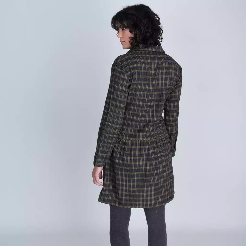 Olivia Cotton Flannel Shirt Dress | Check