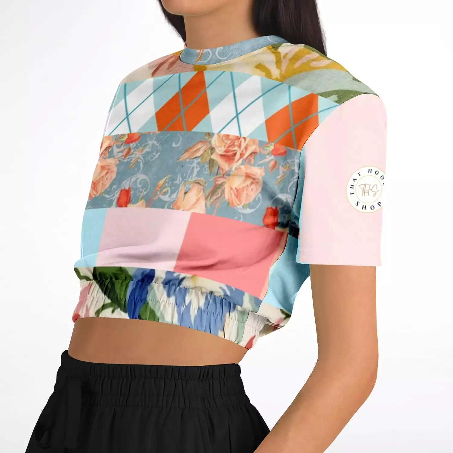 Peaches and Cream Short Sleeve Cropped Eco-Poly Sweater