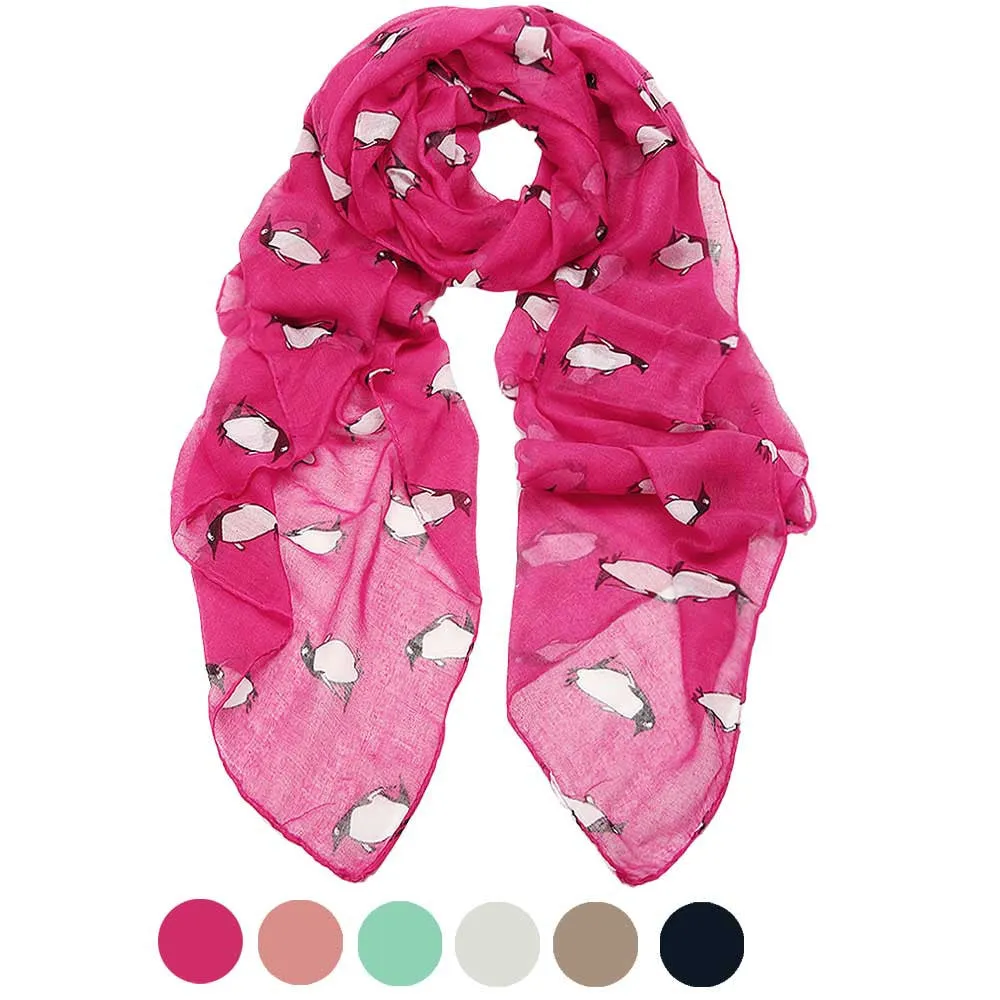 Popular scarf Penguin Print Shawl Voile Rectangle Scarf Scarves mode automne