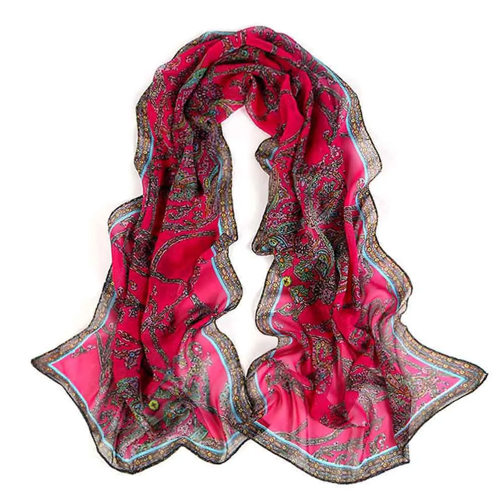 Rattan Printed Womens Scarves Voile Long Stole Shawl Casual Outdoor Girls Scarves & Wraps