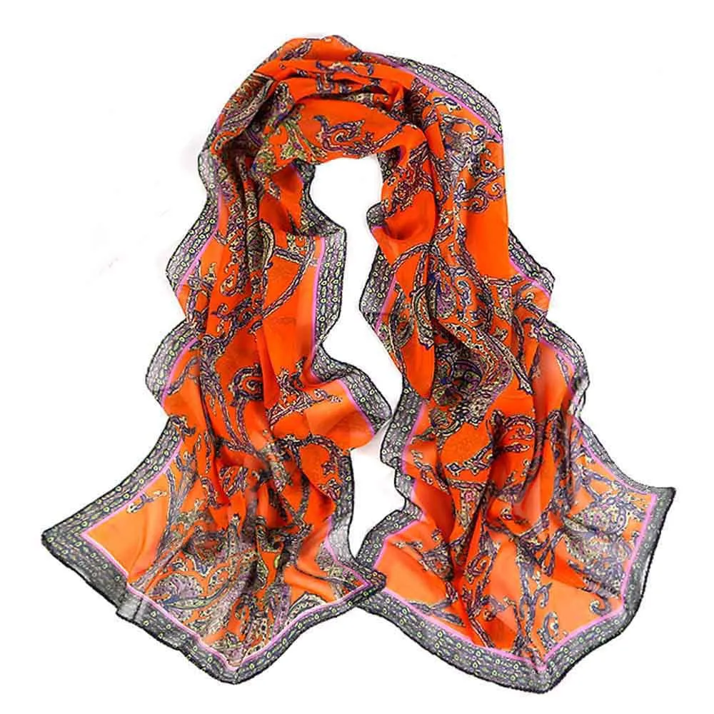 Rattan Printed Womens Scarves Voile Long Stole Shawl Casual Outdoor Girls Scarves & Wraps