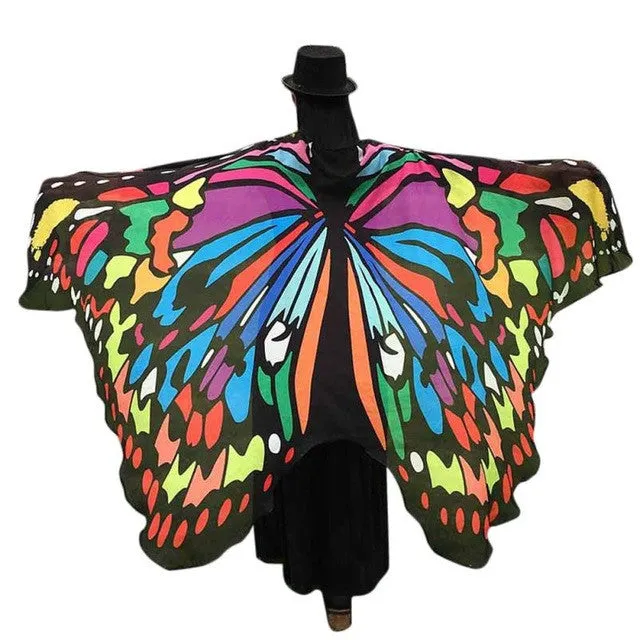 Scarf    Fahson Butterfly Wings Print Long women pashmina shawl And Wraps scarves Ladies 197*125CM 1216# GS