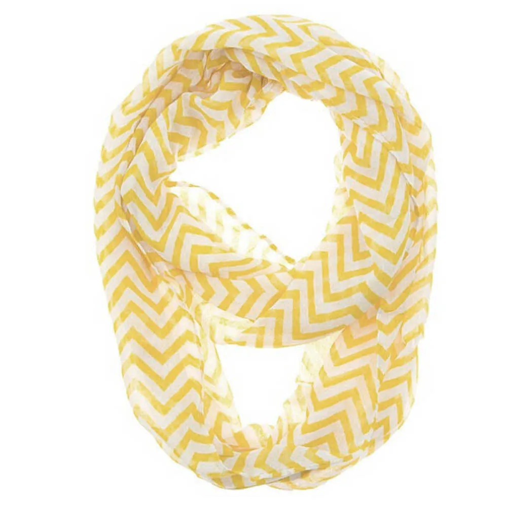 Scarves Women Ladies Infinity Chevron Zig Zag Color Block Double Loop Sheer Scarf Wrap Fast Shipping Feida