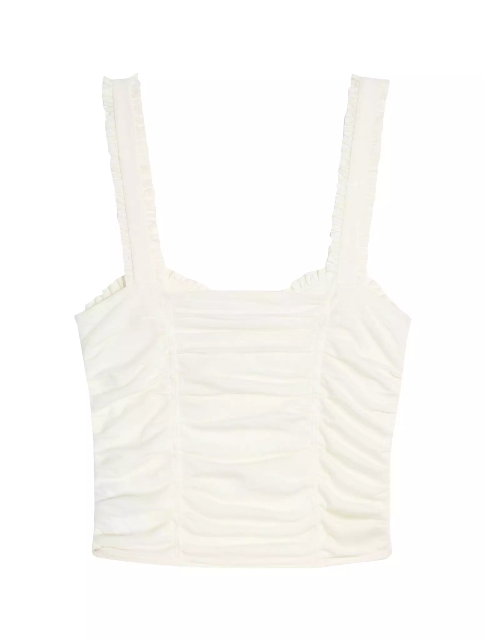 SHORT RUFFLED TOP IN COTTON AND SILK JERSEY