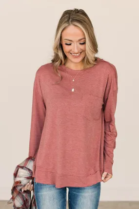 Sweet Like Pumpkin Pie Knit Top- Brick