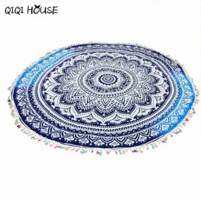 Tassel Round Beach Towel Printing Bohemian Floral Mandala Towel Mandala Tapestry Moda Praia Shawls#C812 SM6