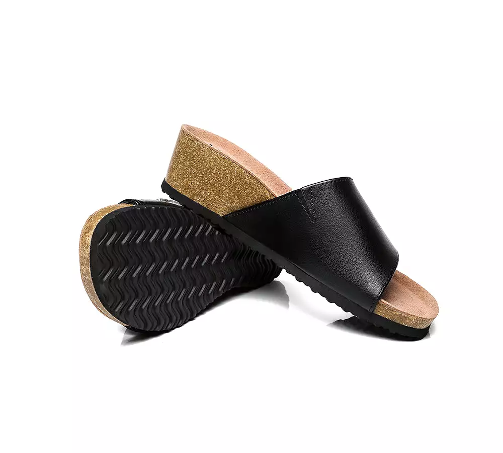 UGG Australian Shepherd Women Sandals Megan Platform Leather Wedge Slides