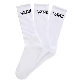 VANS UNISEX CLASSIC 3 PACK WHITE CREW SOCKS