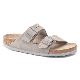 Women's Arizona Soft Footbed Suede Leather Sandals in Stone Coin