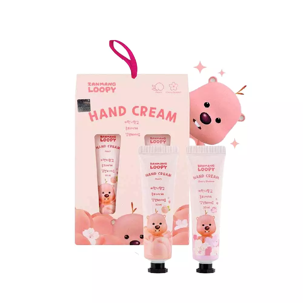 Zanmang Loopy Character Hand Creams Cute Small Gifts 30ml 2 pieces SET Peach Cherry Blossom Scent